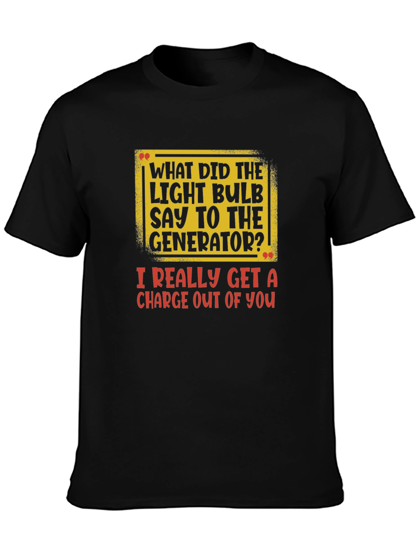 Camiseta Negra con Estampado de Broma Eléctrica
