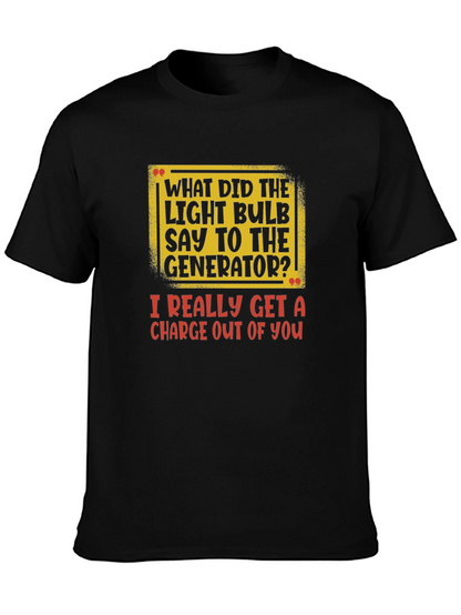 Camiseta Negra con Estampado de Broma Eléctrica