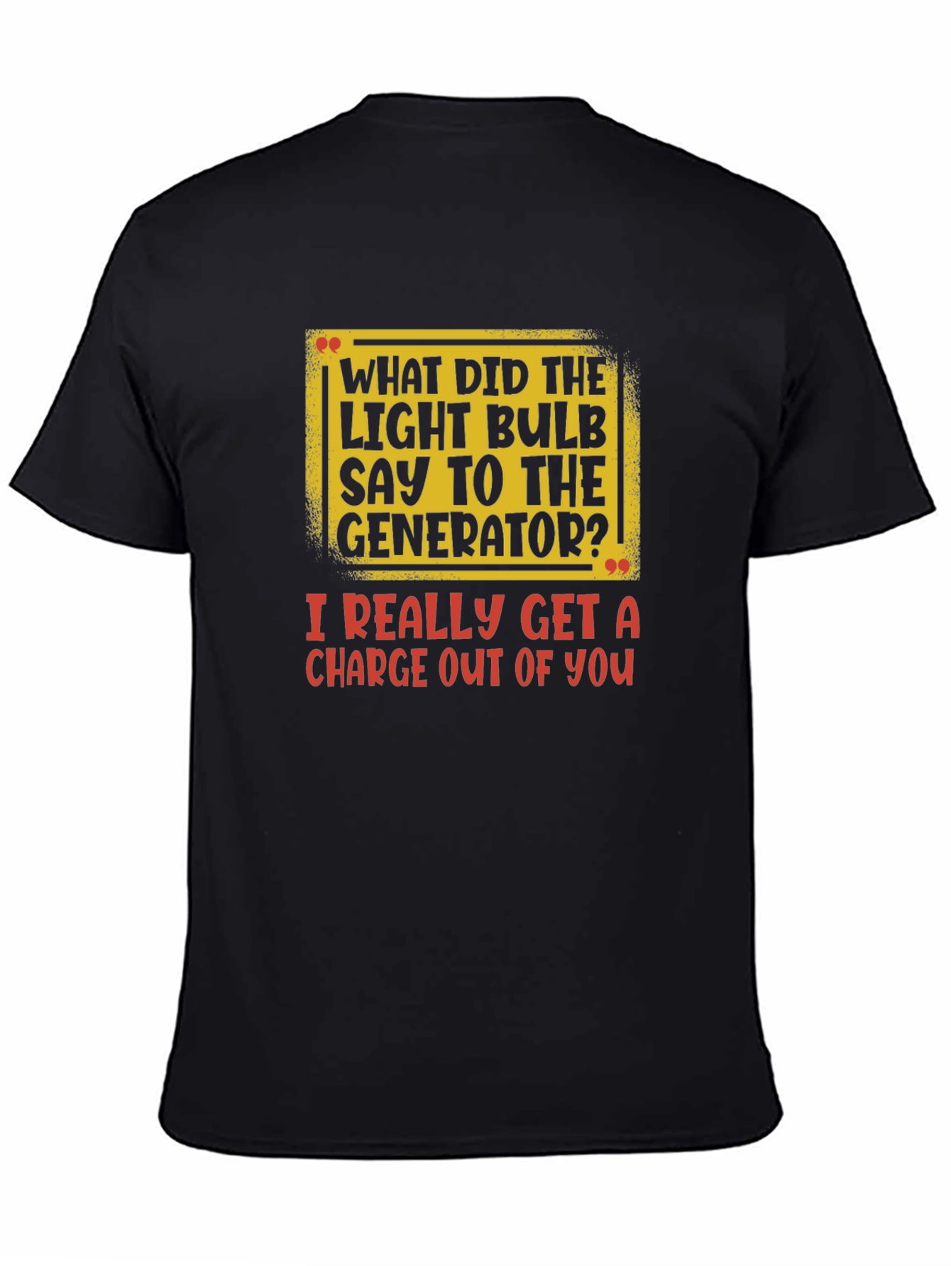 Camiseta Negra con Estampado de Broma Eléctrica