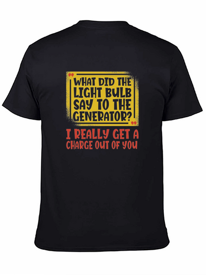 Camiseta Negra con Estampado de Broma Eléctrica