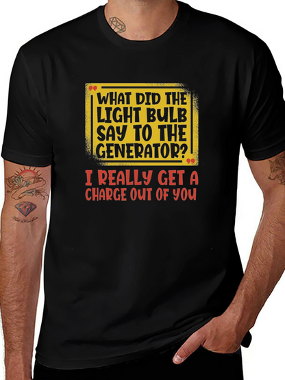 Camiseta Negra con Estampado de Broma Eléctrica
