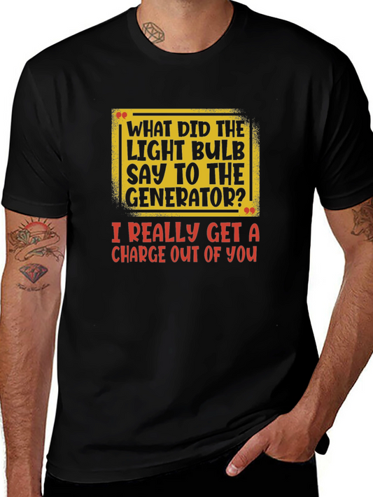 Camiseta Negra con Estampado de Broma Eléctrica