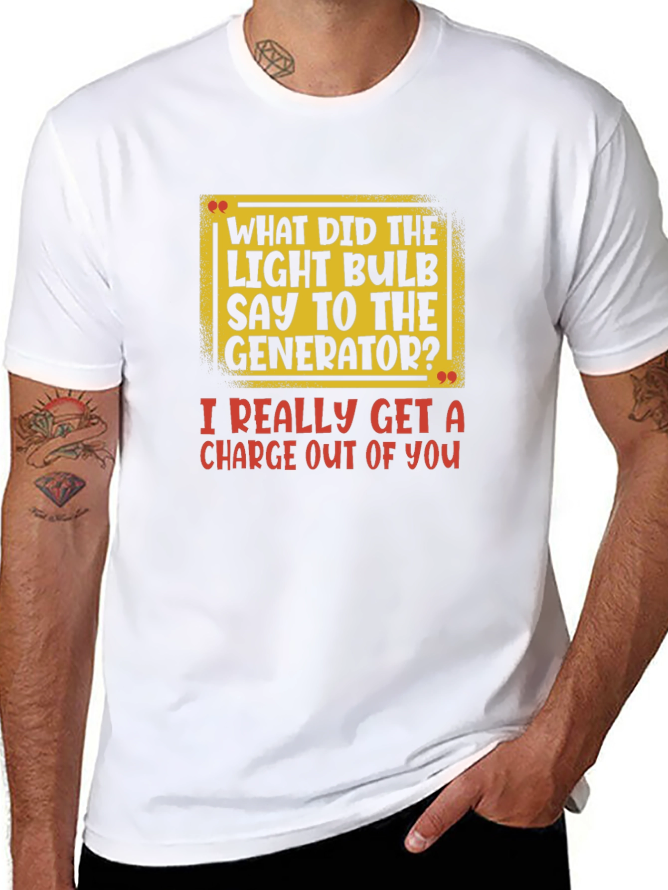 Camiseta Negra con Estampado de Broma Eléctrica