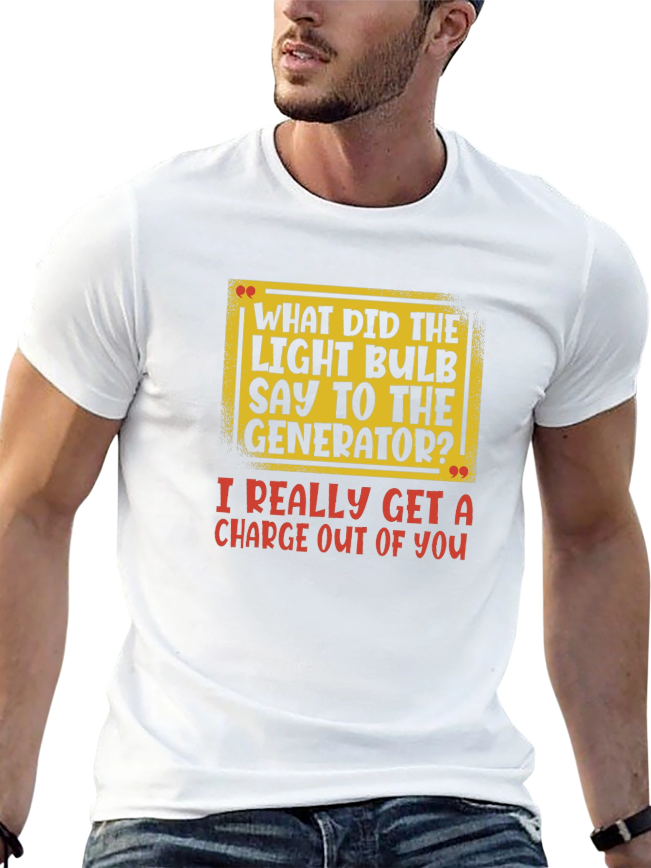 Camiseta Negra con Estampado de Broma Eléctrica