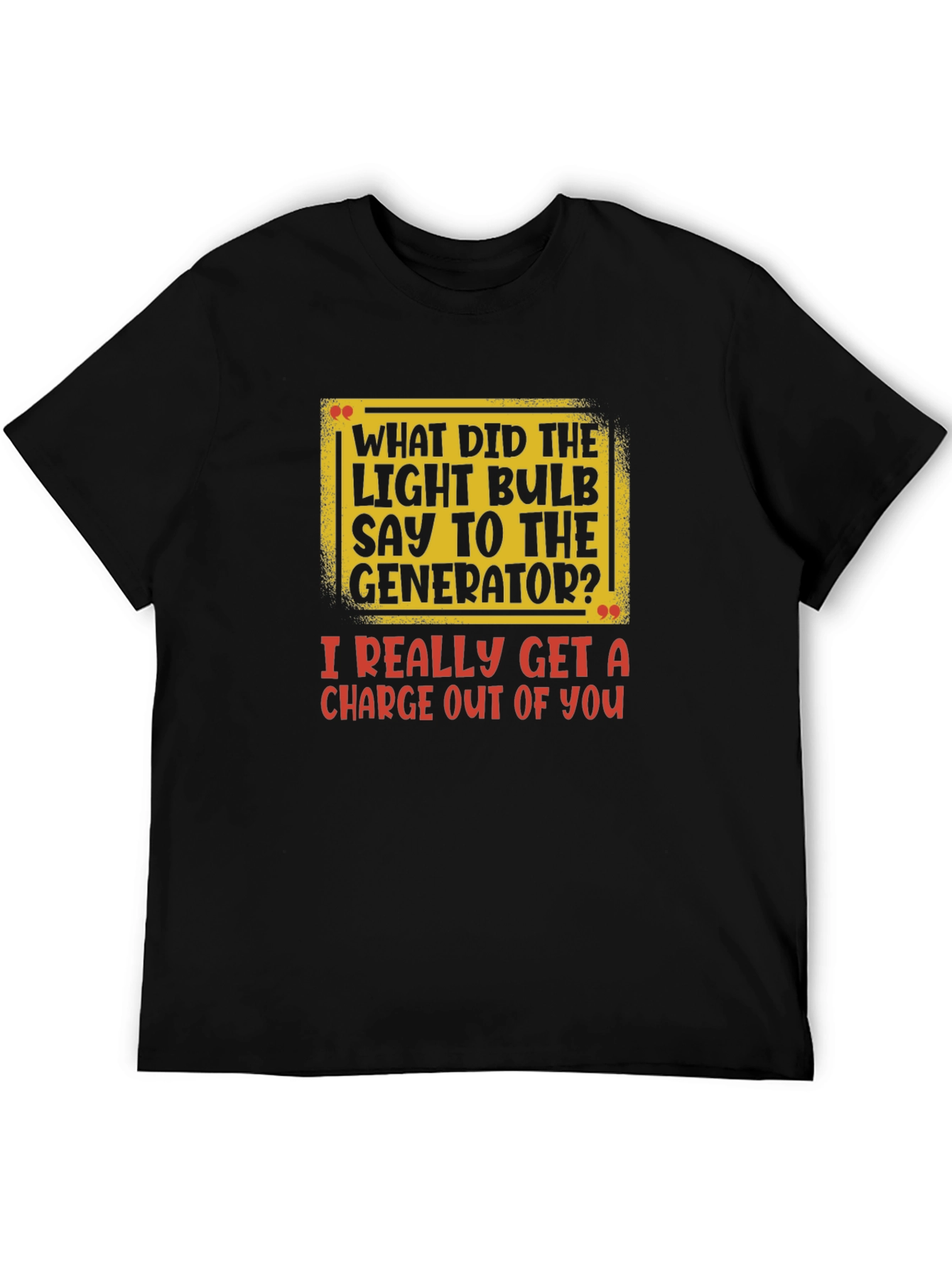 Camiseta Negra con Estampado de Broma Eléctrica