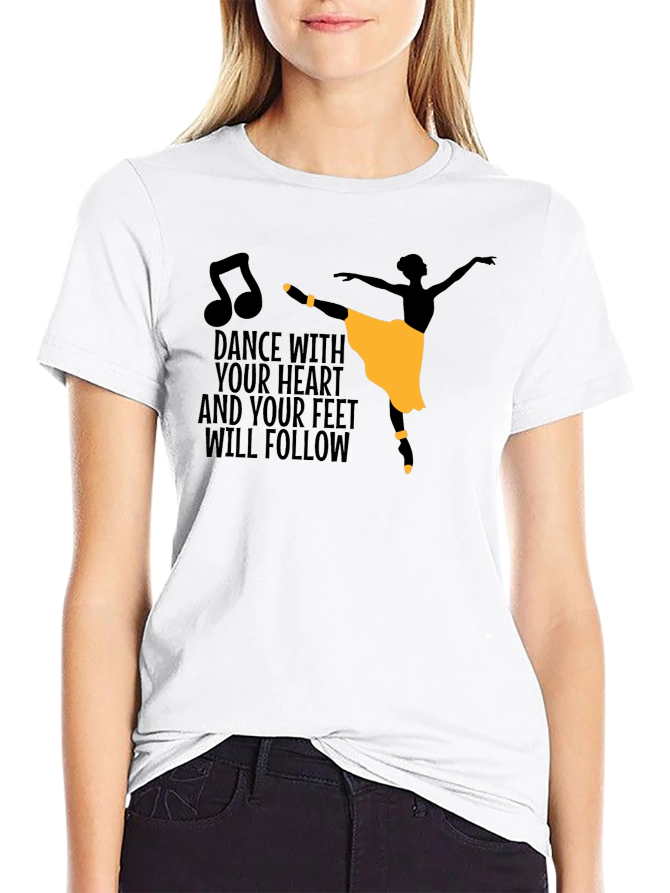 Camiseta Negra con Diseño de Bailarina
