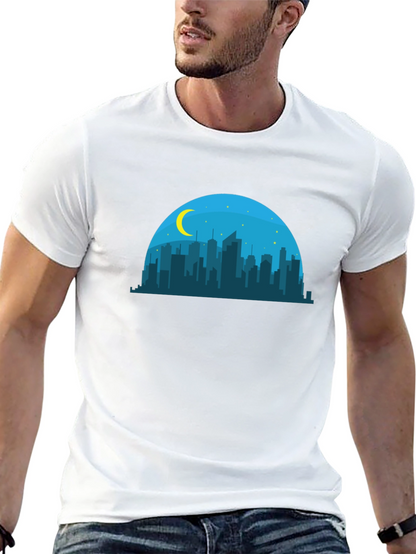 Camiseta Negra Skyline Nocturno Hombre