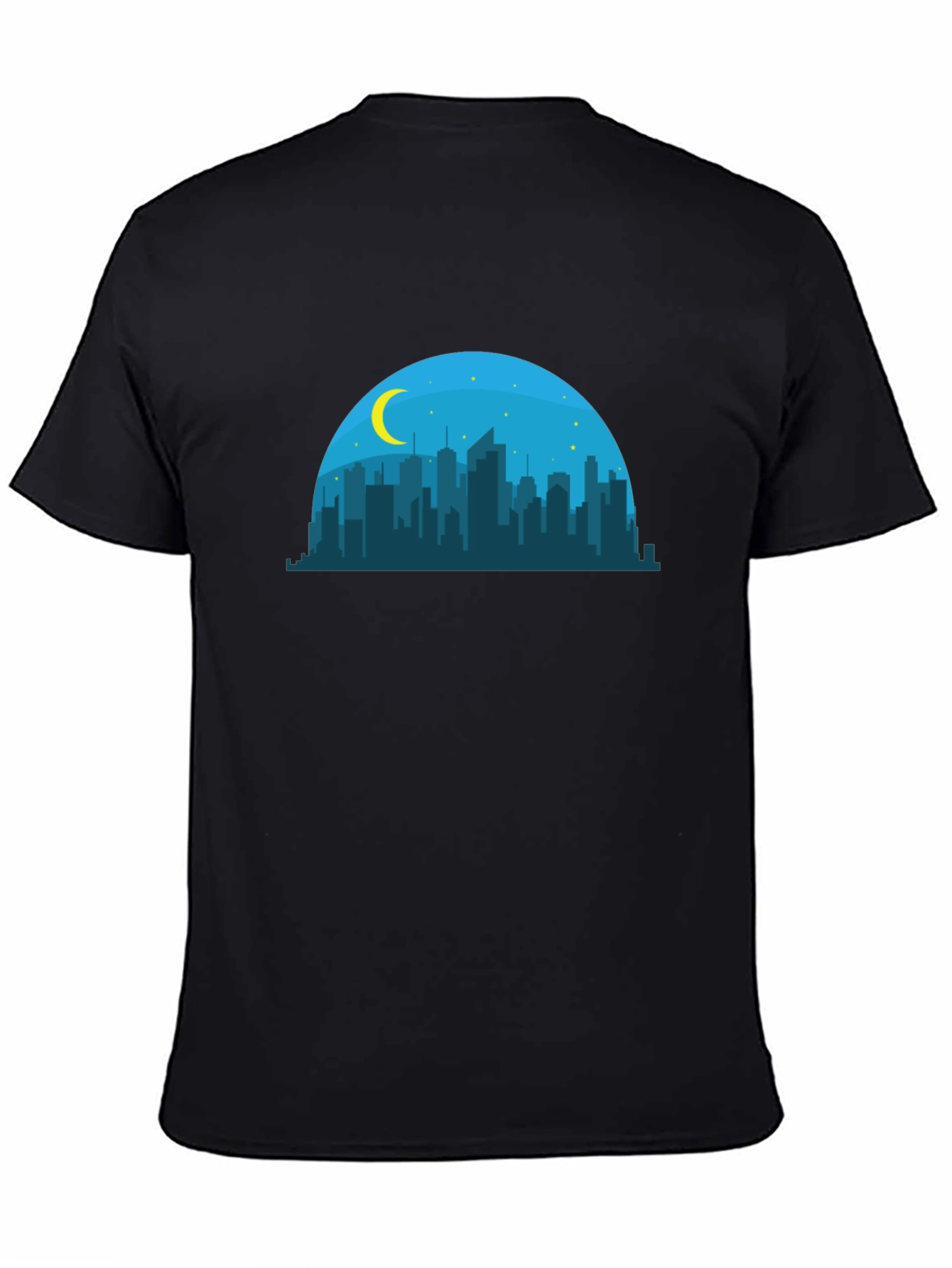 Camiseta Negra Skyline Nocturno Hombre