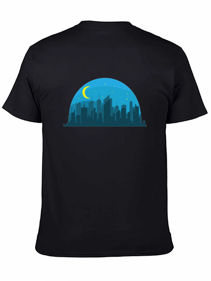 Camiseta Negra Skyline Nocturno Hombre