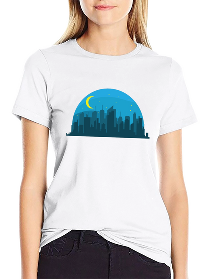 Camiseta Negra Skyline Nocturno Hombre