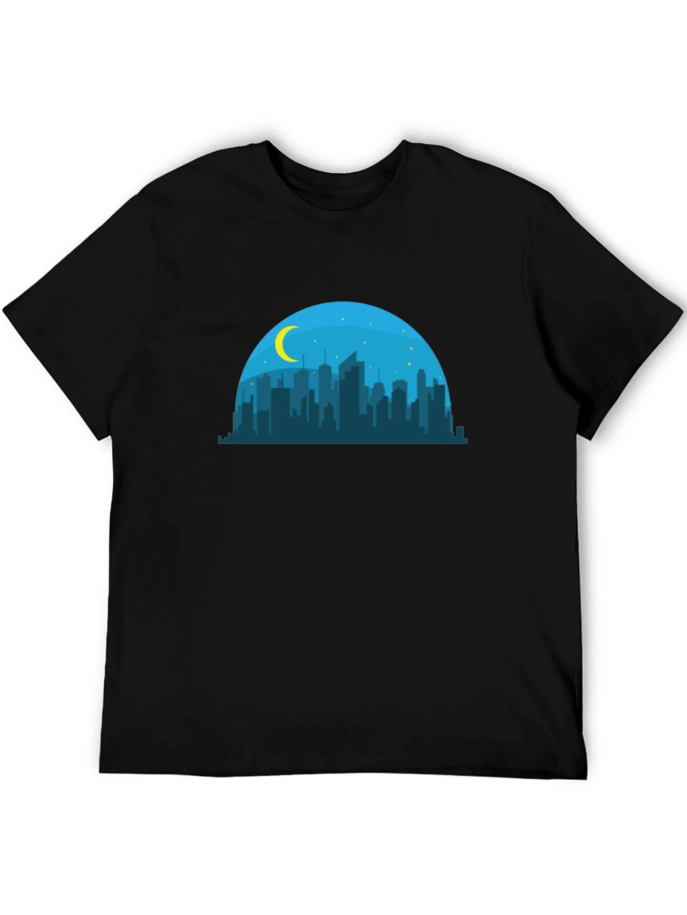 Camiseta Negra Skyline Nocturno Hombre