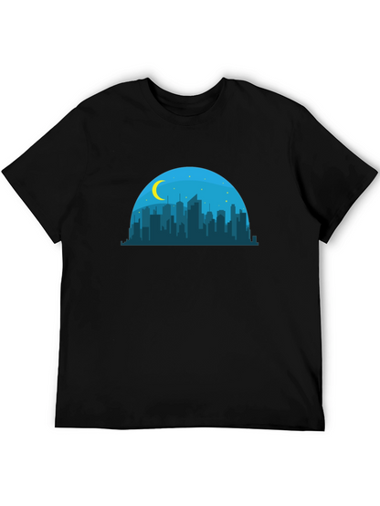 Camiseta Negra Skyline Nocturno Hombre