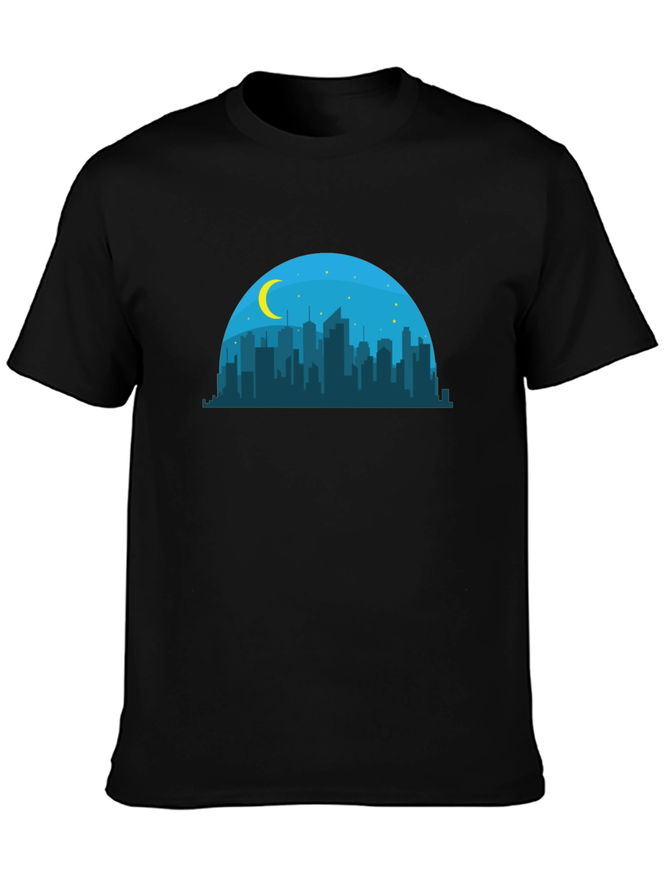 Camiseta Negra Skyline Nocturno Hombre