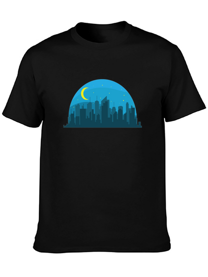 Camiseta Negra Skyline Nocturno Hombre