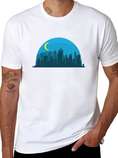 Camiseta Negra Skyline Nocturno Hombre