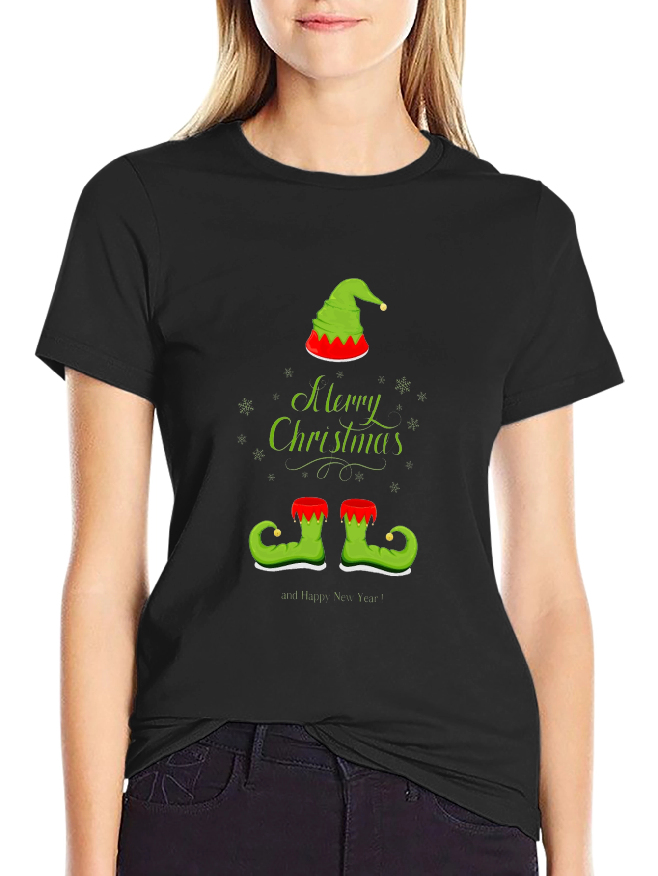 Camiseta Navideña con Diseño de Elfo Festivo