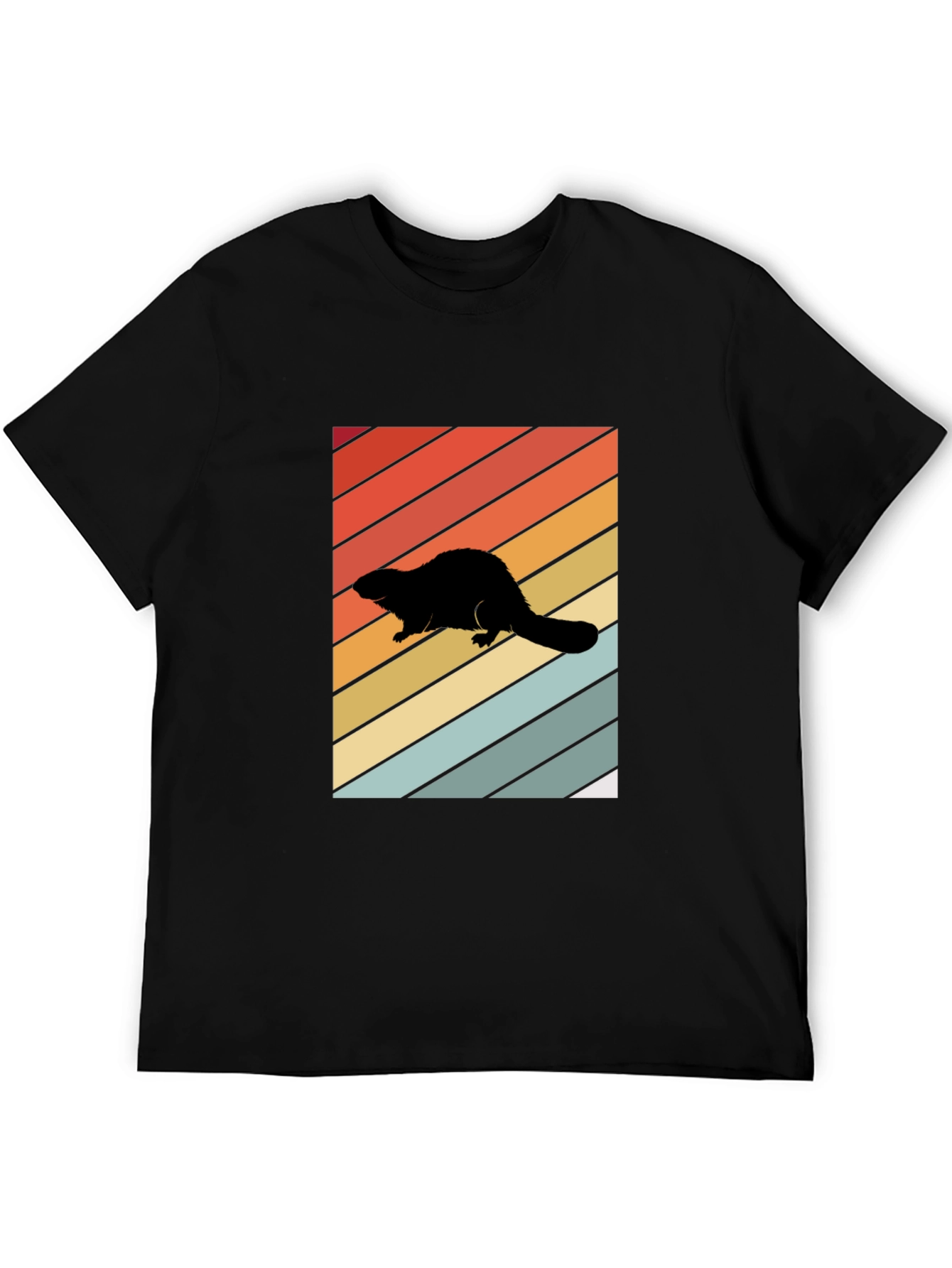 Camiseta Negra con Diseño Retro de Nutria