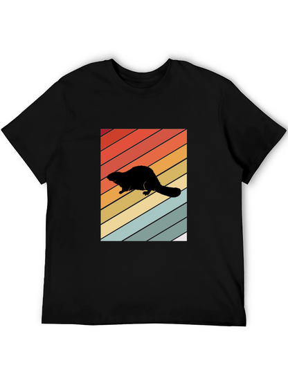 Camiseta Negra con Diseño Retro de Nutria