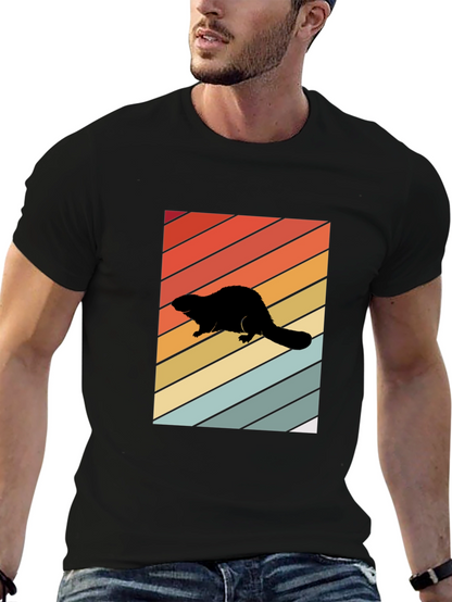 Camiseta Negra con Diseño Retro de Nutria