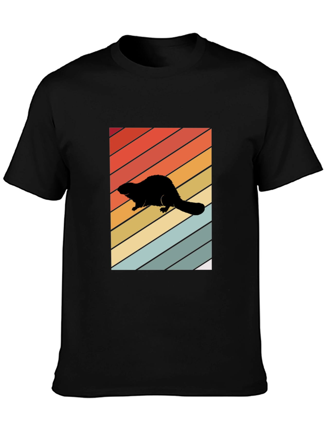 Camiseta Negra con Diseño Retro de Nutria