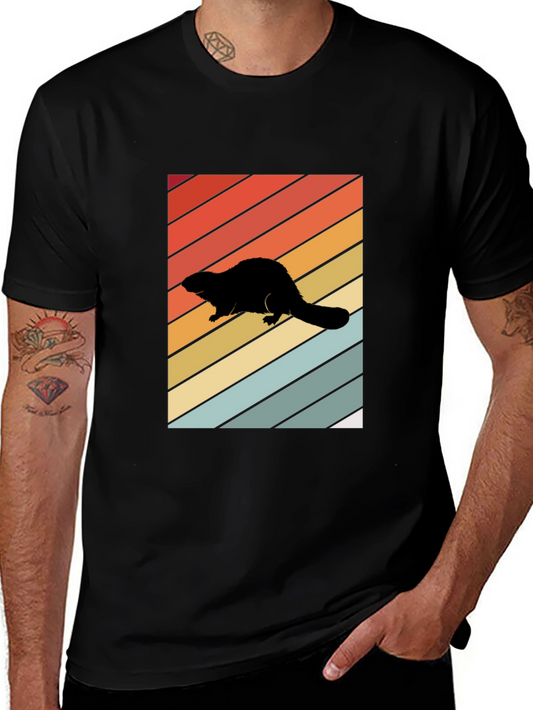 Camiseta Negra con Diseño Retro de Nutria