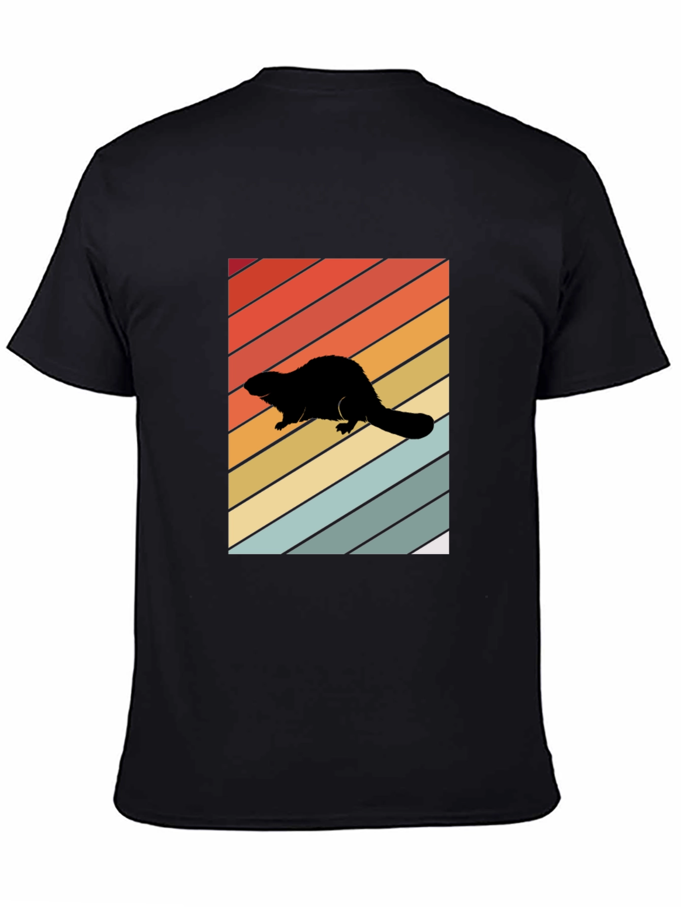 Camiseta Negra con Diseño Retro de Nutria