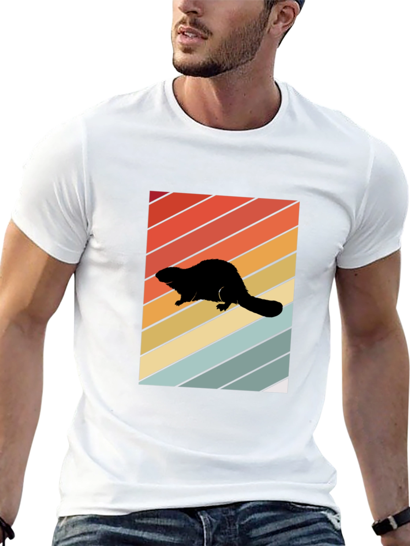 Camiseta Negra con Diseño Retro de Nutria