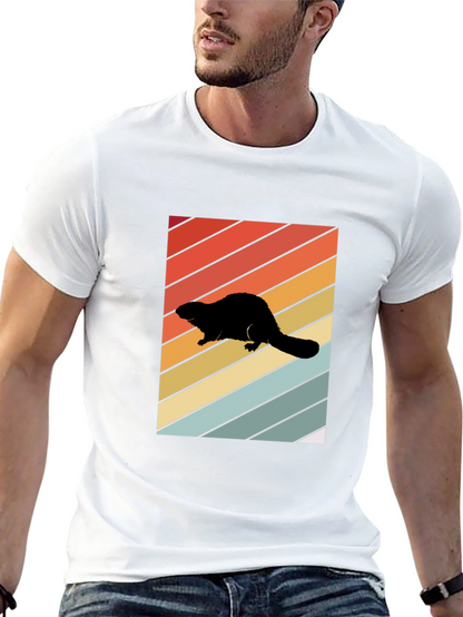 Camiseta Negra con Diseño Retro de Nutria
