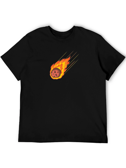 Camiseta Negra con Diseño de Meteoro en Llamas