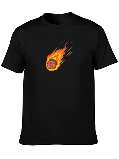 Camiseta Negra con Diseño de Meteoro en Llamas