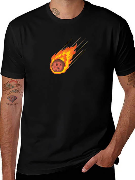 Camiseta Negra con Diseño de Meteoro en Llamas