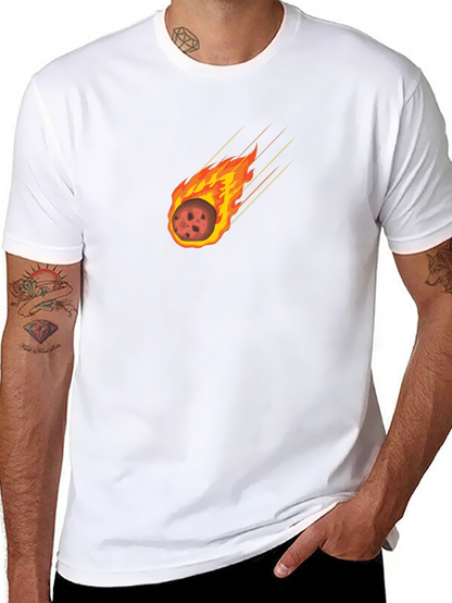 Camiseta Negra con Diseño de Meteoro en Llamas