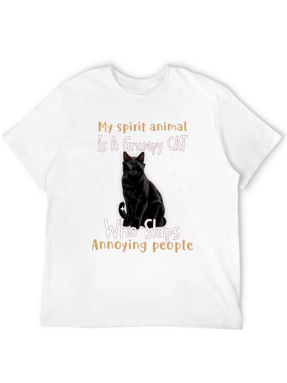 Camiseta Negra Gato Gruñón: ¡Mi Espíritu Animal!