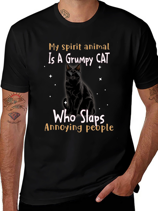 Camiseta Negra Gato Gruñón: ¡Mi Espíritu Animal!