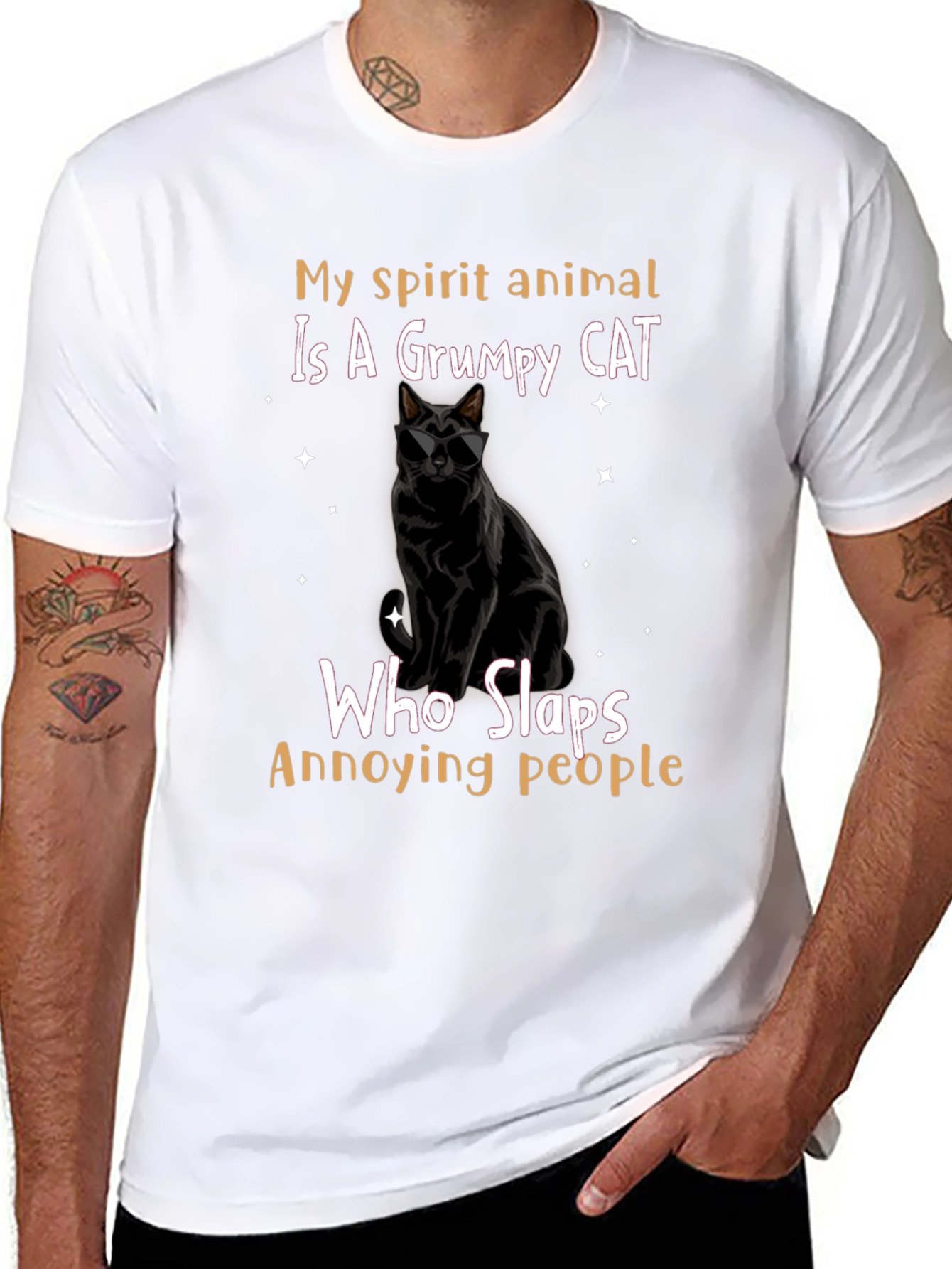 Camiseta Negra Gato Gruñón: ¡Mi Espíritu Animal!