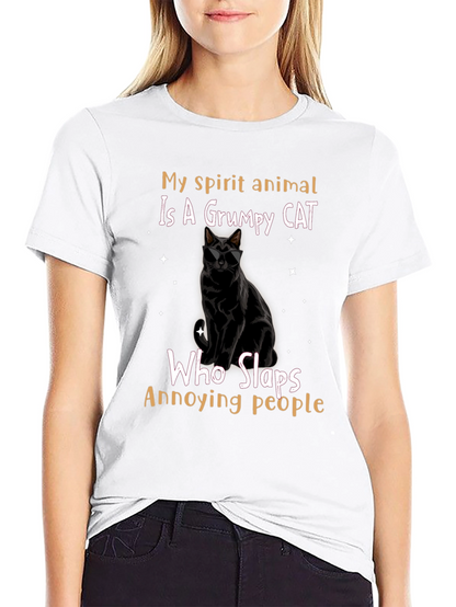 Camiseta Negra Gato Gruñón: ¡Mi Espíritu Animal!