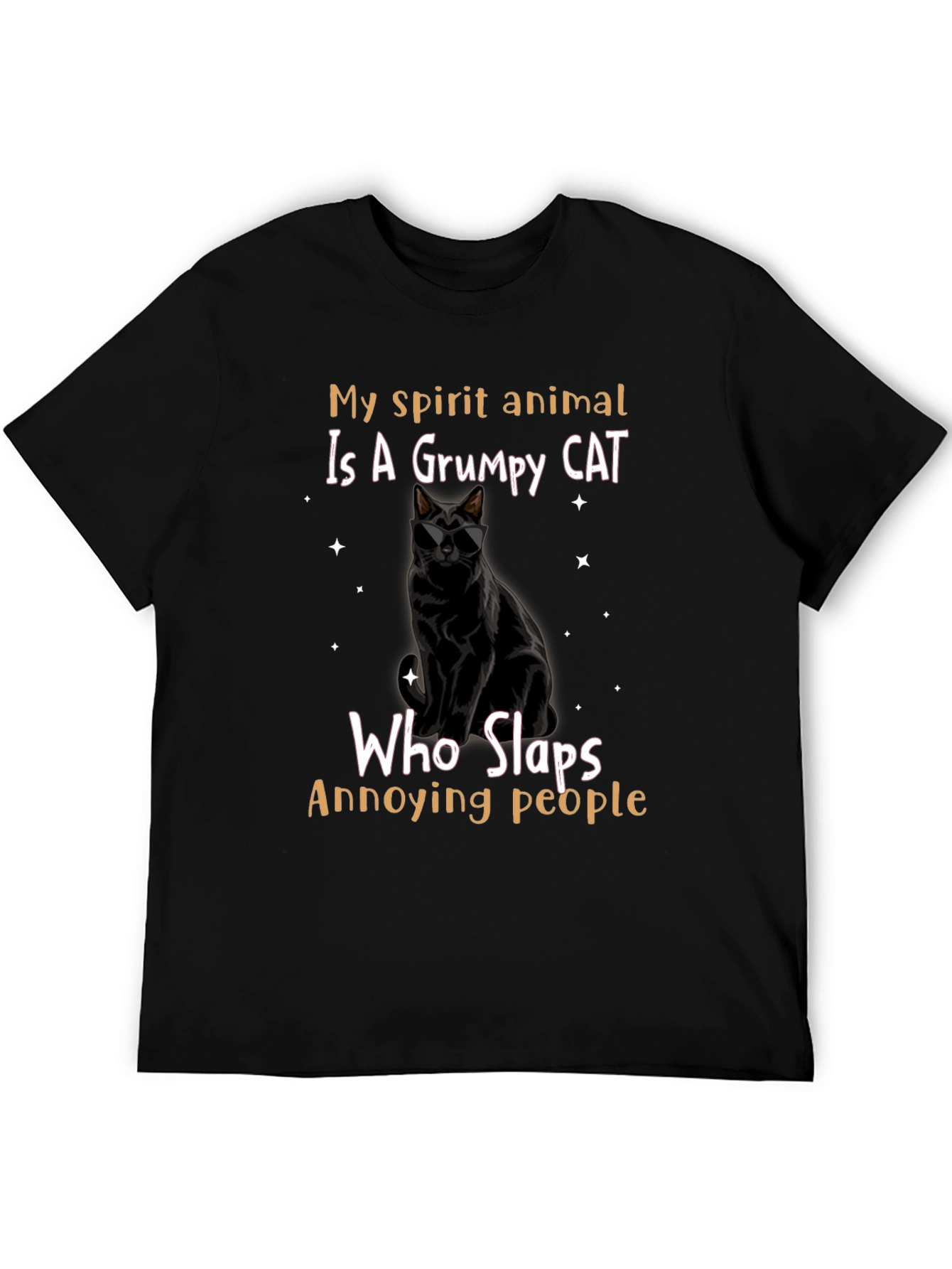 Camiseta Negra Gato Gruñón: ¡Mi Espíritu Animal!