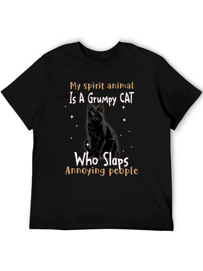 Camiseta Negra Gato Gruñón: ¡Mi Espíritu Animal!