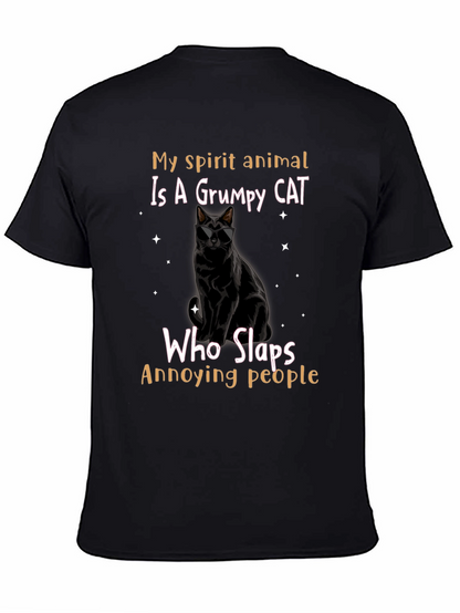 Camiseta Negra Gato Gruñón: ¡Mi Espíritu Animal!