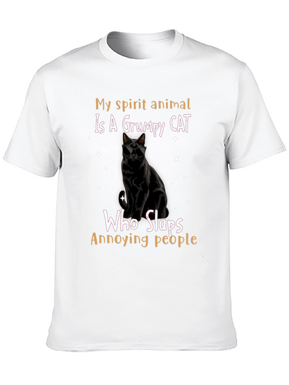 Camiseta Negra Gato Gruñón: ¡Mi Espíritu Animal!