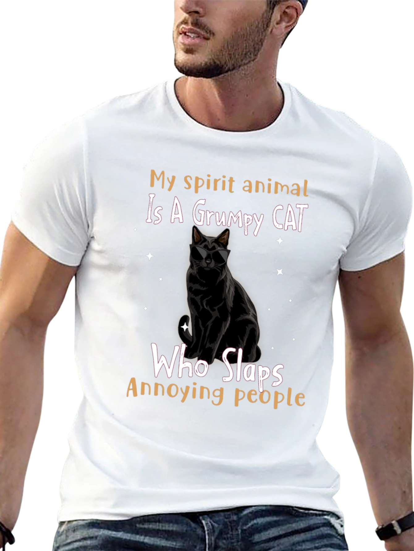 Camiseta Negra Gato Gruñón: ¡Mi Espíritu Animal!