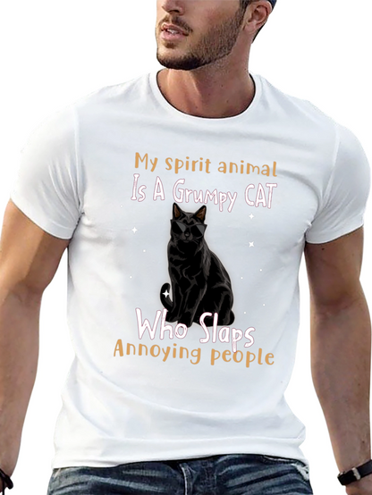 Camiseta Negra Gato Gruñón: ¡Mi Espíritu Animal!
