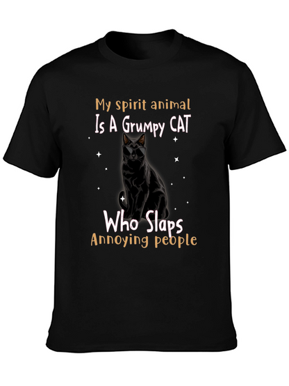 Camiseta Negra Gato Gruñón: ¡Mi Espíritu Animal!