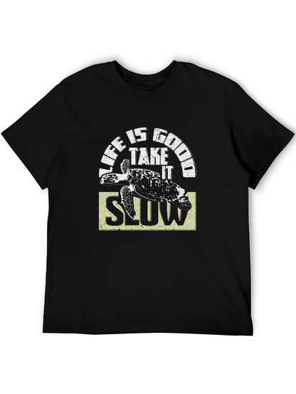 Camiseta Negra Life is Good con Tortuga