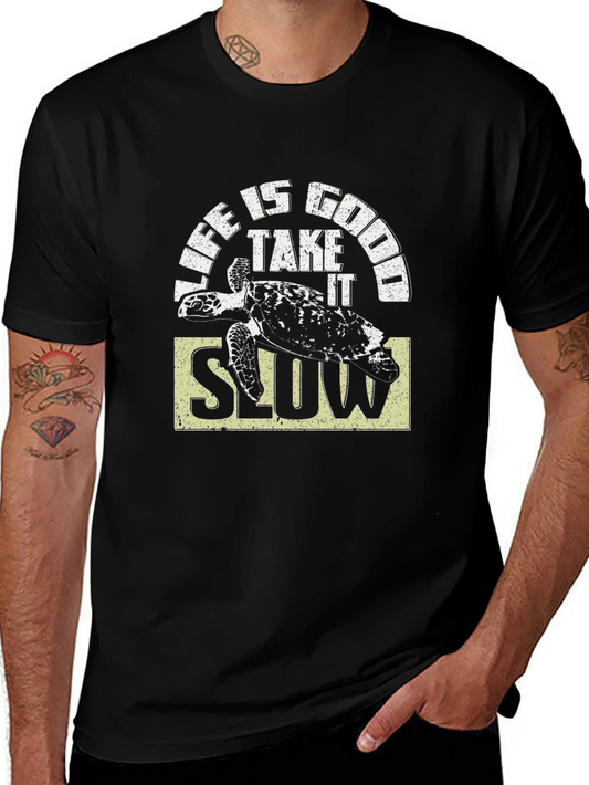 Camiseta Negra Life is Good con Tortuga