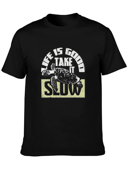 Camiseta Negra Life is Good con Tortuga