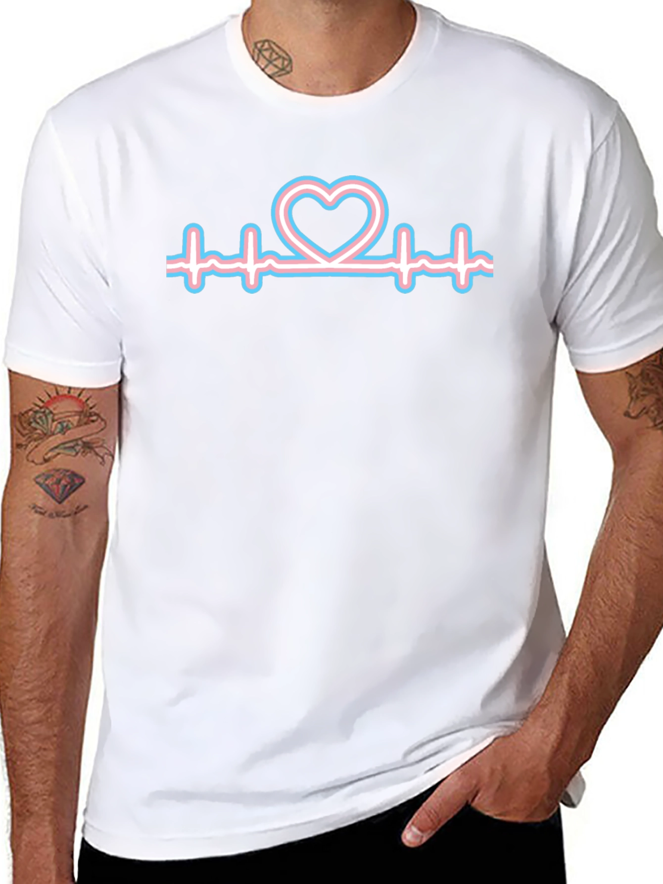 Camiseta Negra con Corazón Transgénero