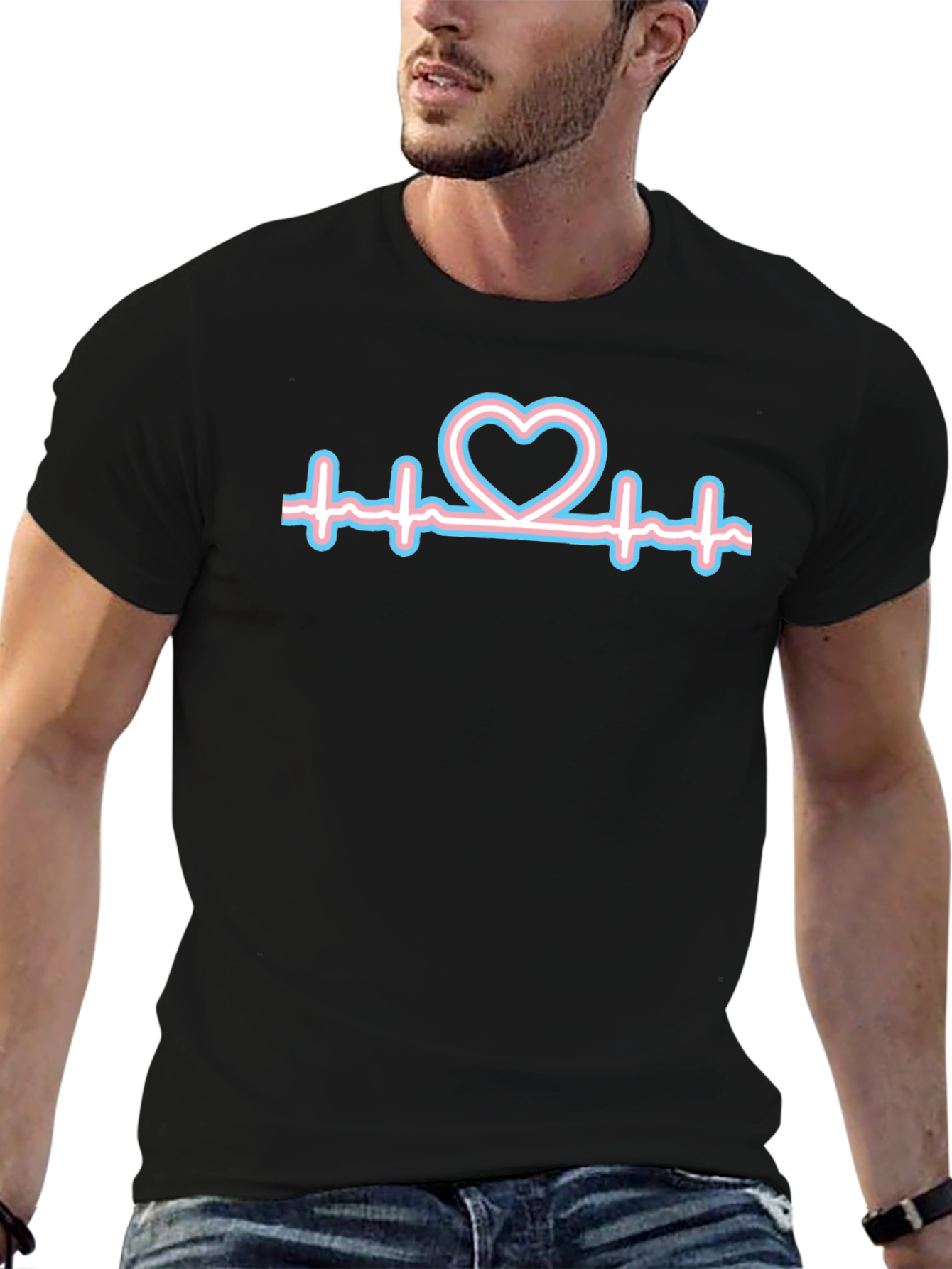 Camiseta Negra con Corazón Transgénero