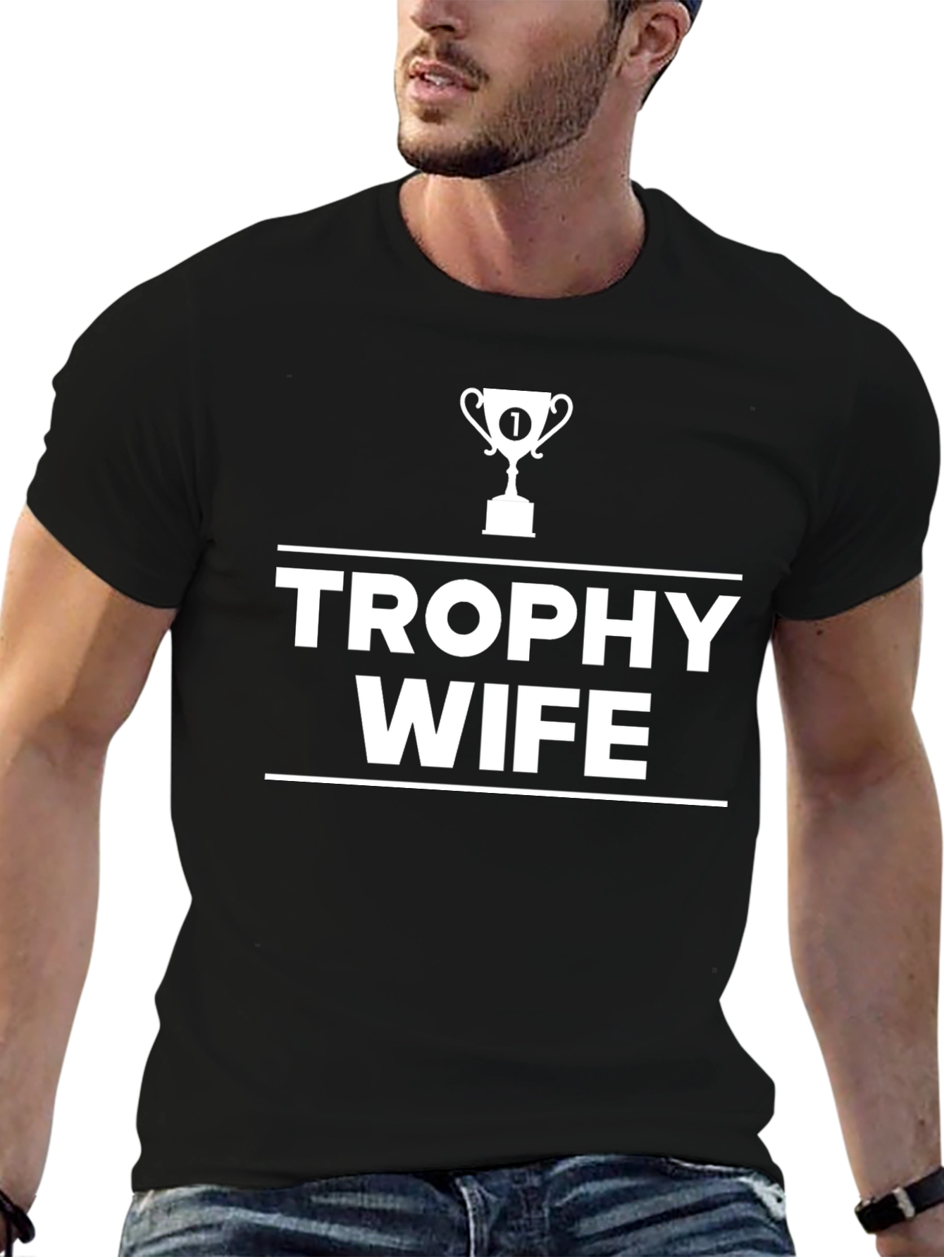 Camiseta Negra Trophy Wife para Hombre