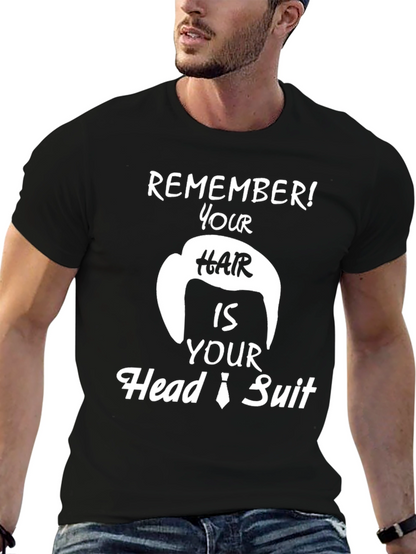 Camiseta Negra con Diseño Humorístico de Pelo